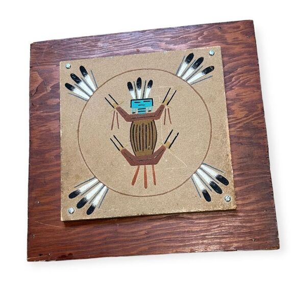 Home Brown Hand Painted Tribal Wall Mount Wooden Key Storage Box Cabinet OS - Picture 4 of 6